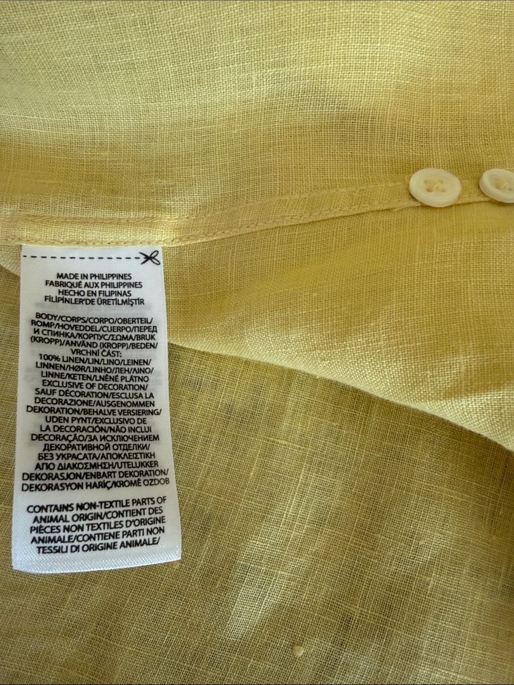 Polo by Ralph Lauren Classics Oversize Linen Button-Down Shirt Bananapeel Sz M - Picture 9 of 9